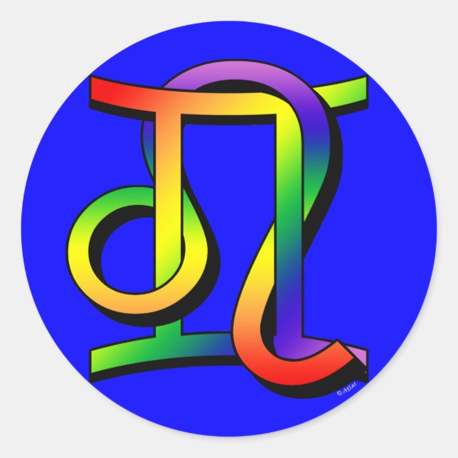 Adesivo Redondo GLBT Gemini e Leo (Frente)