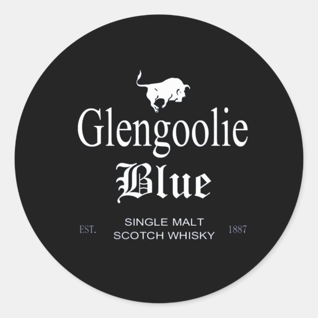 Adesivo Redondo Glengoolie Blue Scotch Whisky (Frente)