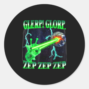 Adesivo Redondo Glerp Glorp Gato Alien Divertido Meme Gnarp Gato T