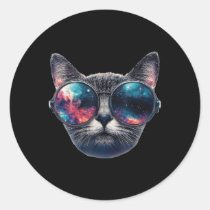 Adesivo Redondo Gles de Cat Space Pulseia Gráfico de Memória Unive