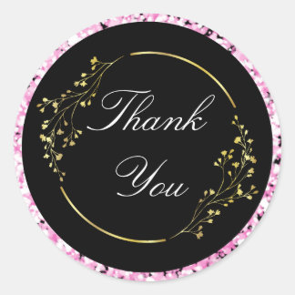 Adesivo Redondo Gliteria e Ouro Obrigado Sticker Elegante