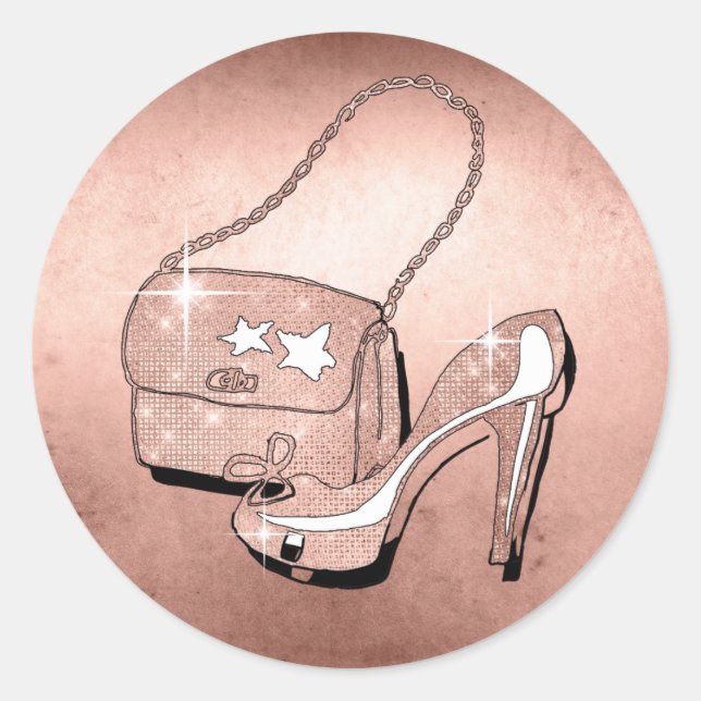 Adesivo Redondo Glitter and Shine Accessories Rosa Dourado ID675 (Frente)