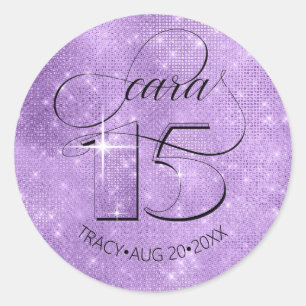 Adesivo Redondo Glitter and Shine Quinceanera Violet ID701