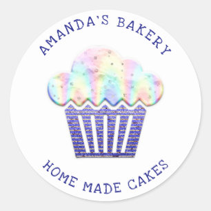 Adesivo Redondo Glitter Blu, Glitter Blu, Cupcake De Cakes