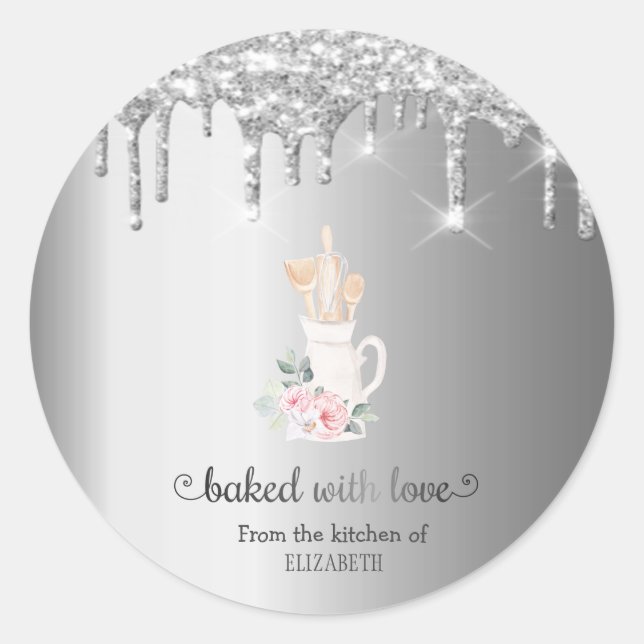 Adesivo Redondo Glitter Coloca Flores Folhas Folha Folha Folha (Frente)