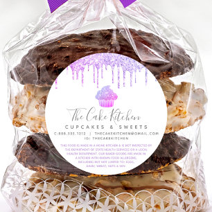 Adesivo Redondo Glitter Cupcake Roxo Coloca Cheque Legal