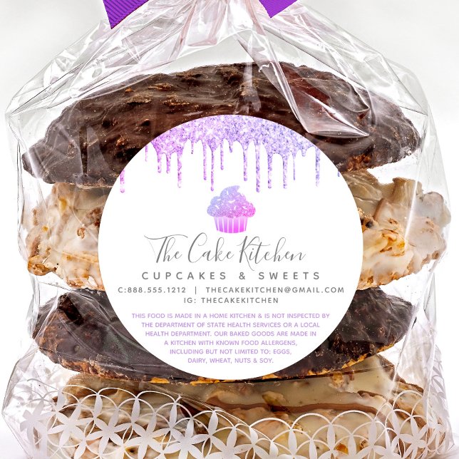Adesivo Redondo Glitter de Cupcake roxo pega panela chef legal (Criador carregado)