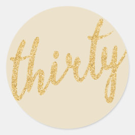 Adesivo Redondo Glitter de Festa de aniversário Dourada 30 "Trinta