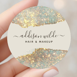 Adesivo Redondo Glitter de Glam Moderno de Script de Assinatura Ho