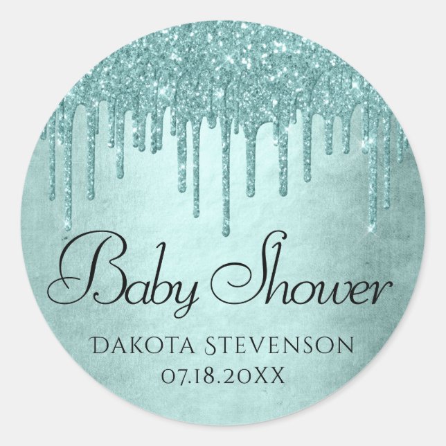 Adesivo Redondo Glitter de Mensagem de Discagem | Chá de Fusão de  (Frente)