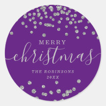 Glitter de Natal de Silver Holiday Confetti Roxo