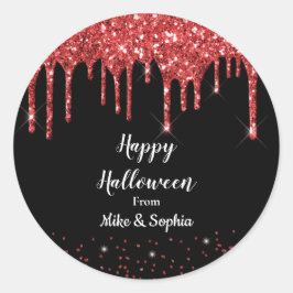 Adesivo Redondo Glitter de Sangue Vermelho Pingando Vampiro Hallow