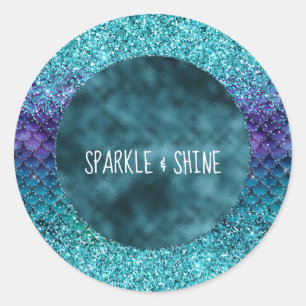 Adesivo Redondo Glitter de Sereia Roxo de Teal Aqua