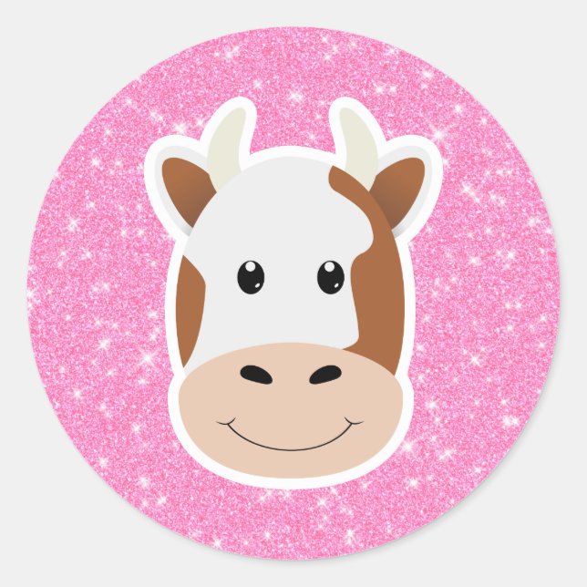 Adesivo Redondo Glitter de Vaca (Frente)