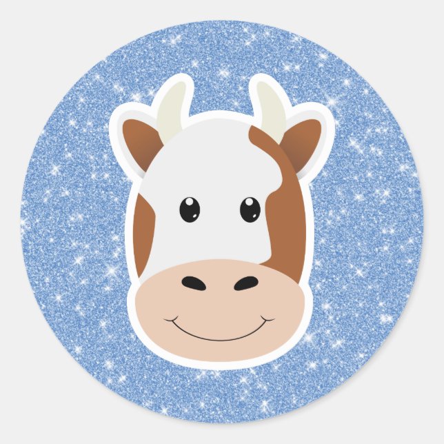Adesivo Redondo Glitter de Vaca (Frente)