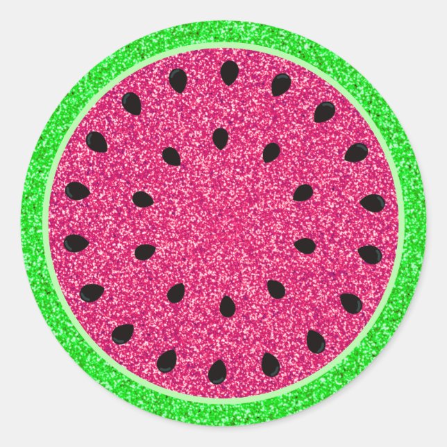 Adesivo Redondo Glitter de Watermelon Envelope de Comida de Fruta (Frente)
