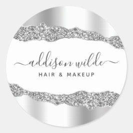 Adesivo Redondo Glitter Diamantes Silver Glitter Business