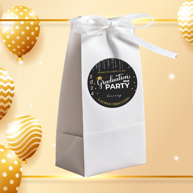 Adesivo Redondo Glitter do Ano de Graduação Elegante (Criador carregado)