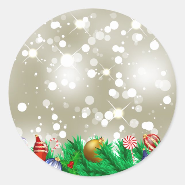 Adesivo Redondo Glitter do enfeites de natal (Frente)