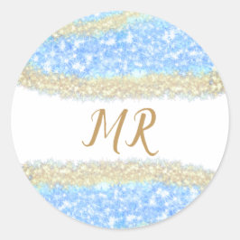 Adesivo Redondo glitter dourado azul glitter glitter nome monogram
