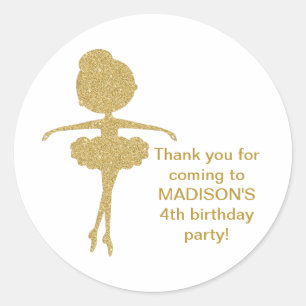 Adesivo Redondo Glitter Dourado Bonito Ballerina Ballerina