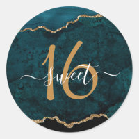 Glitter Dourado Chic Teal Agate Sweet 16