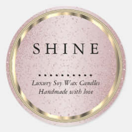 Adesivo Redondo Glitter Dourado e Rosa