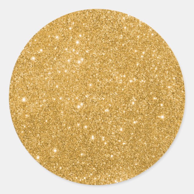 Adesivo Redondo Glitter Dourado Elegante (Frente)
