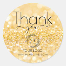 Glitter Dourado Elegante Obrigado - Adicionar Logo