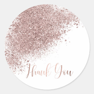 Adesivo Redondo Glitter Dourado rosa Obrigado Envelope Seal