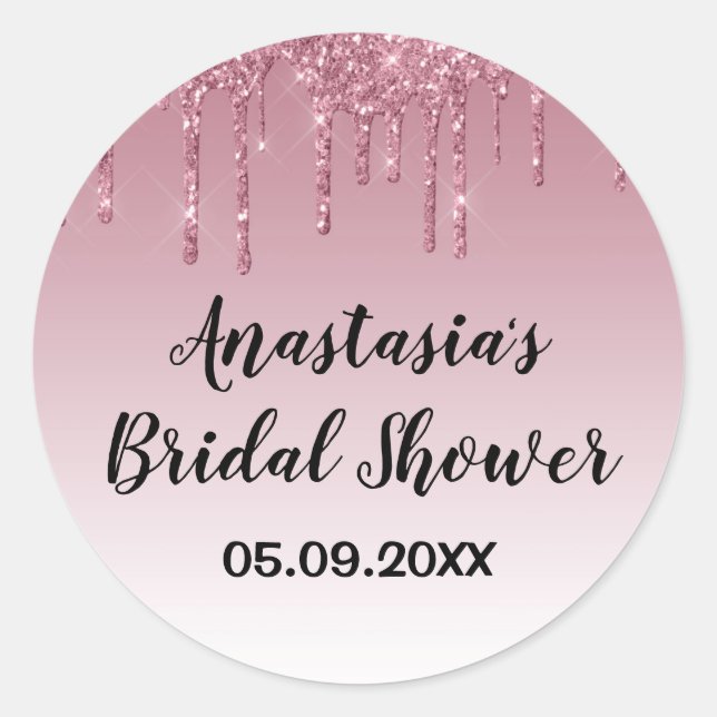 Adesivo Redondo Glitter Dourado Rosa Roxo do Chá de panela Glam (Frente)