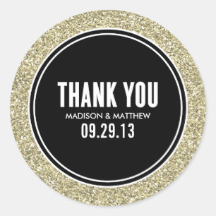 ADESIVO REDONDO GLITTER & DOURADO   RÓTULOS DE FAVOR DE CASAMENTO