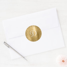 Adesivo Redondo Glitter e Folha de Ouro Monograma Circular