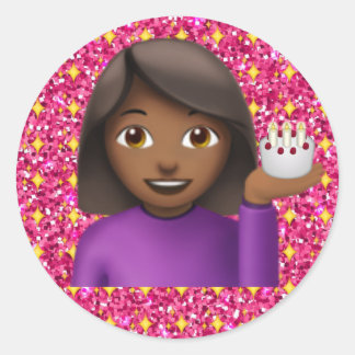 Adesivo Redondo Glitter Emoji Girl Sticker
