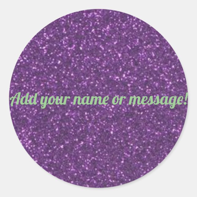 Adesivo Redondo Glitter espumante roxo personalizado (Frente)