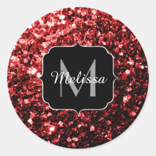 Adesivo Redondo Glitter falso Vermelho Escuro brilhos Glamour Mono