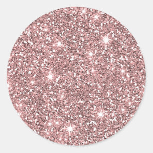 Adesivo Redondo Glitter Glamoroso De Rosa Elegante Delicado