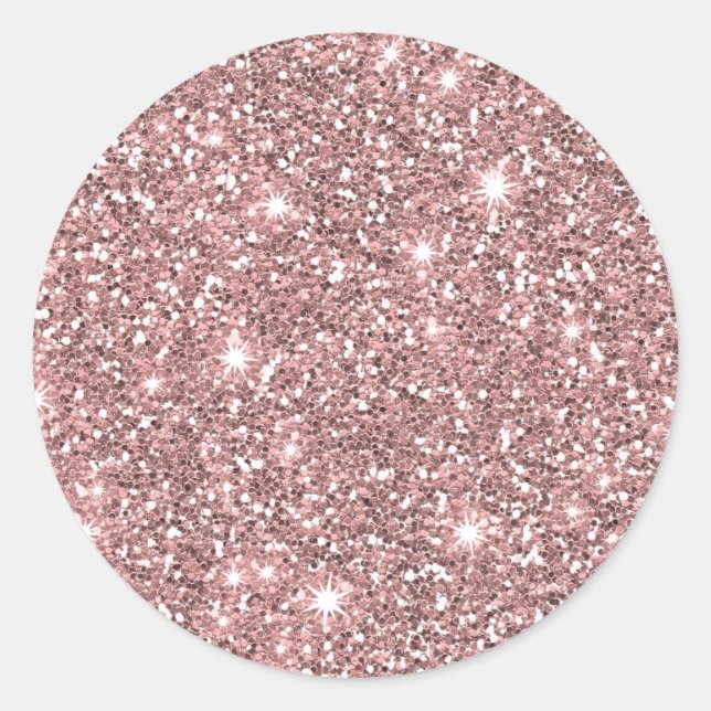 Adesivo Redondo Glitter Glamoroso De Rosa Elegante Delicado (Frente)