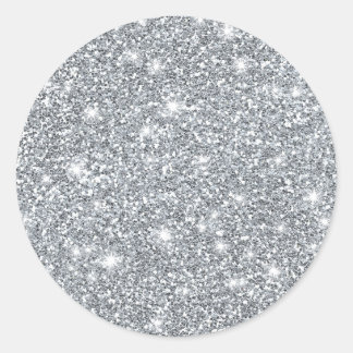 Adesivo Redondo Glitter Glamoroso Elegante Silver Faux