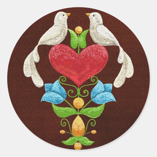 Adesivo Redondo Glitter Lovebird (Frente)