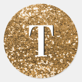 Adesivo Redondo Glitter Monogramado Chunky Dourado