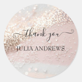 Adesivo Redondo Glitter "Obrigado!" específico do cliente