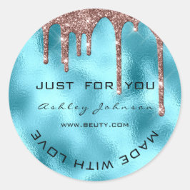 Adesivo Redondo Glitter Obrigado Rosa Azul Feito Com Nome De Amor