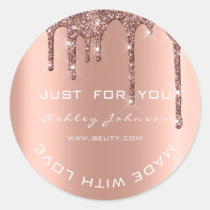 Adesivo Redondo Glitter Obrigado Rosa Brown Feito Com Busi Pequeno