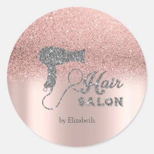 Adesivo Redondo Glitter Ombre Rose Dourado,Secador de Cabelo Prata