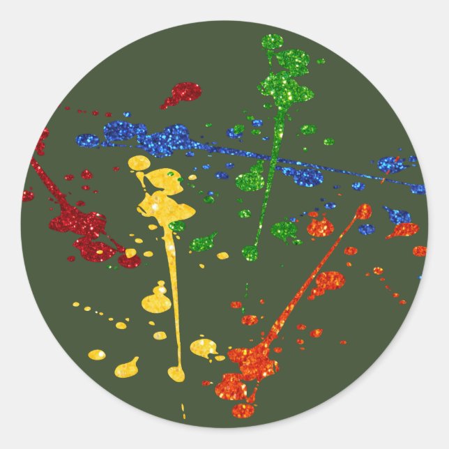 Adesivo Redondo Glitter Paintball Party Paint Splatter (Frente)