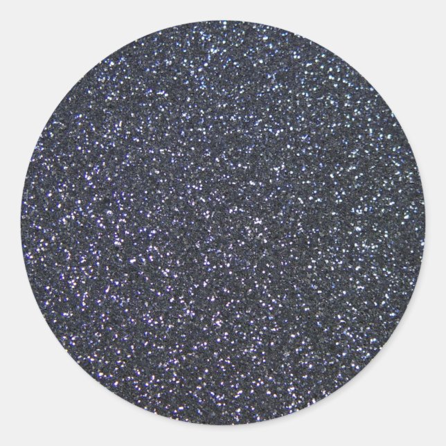 Adesivo Redondo Glitter preto chic Sparkle (Frente)