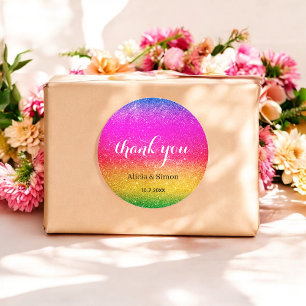 Adesivo Redondo Glitter Roxo Amarelo Casamento Arco-íris Brilho  