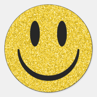 Adesivo Redondo Glitter Smile Face