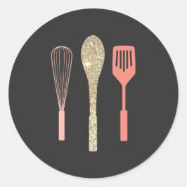 Adesivo Redondo Glitter Spoon Spatula